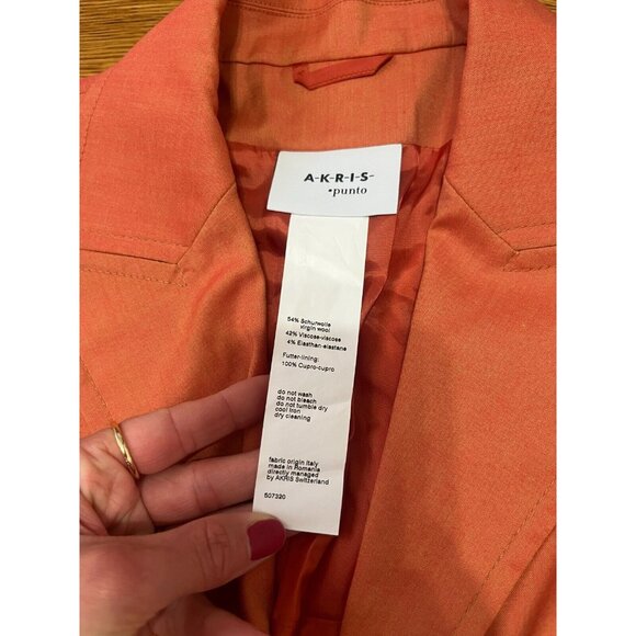 AKRIS PUNTO Orange Wool Blend Blazer Jacket Women's Size 4 Regular 2 Button - Picture 2 of 4